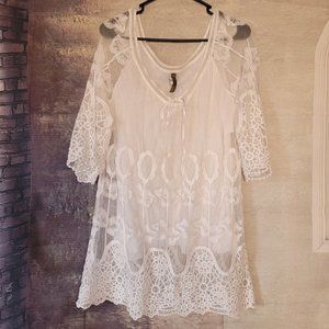 XCVI White Lace Blouse Beautiful!